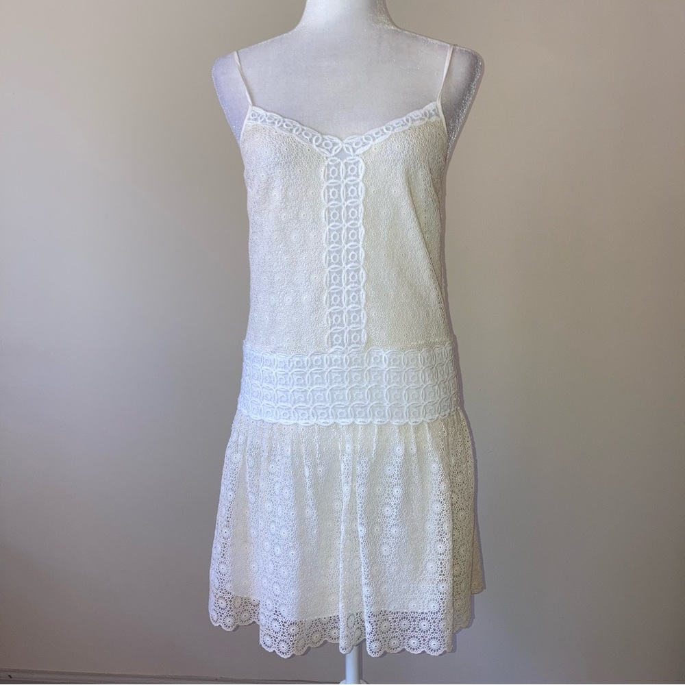 Club Monaco Eyelet Mini Dress Cream 0